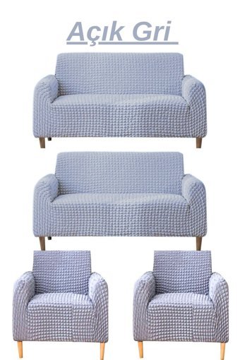 Heytgah Polyester Bürümcük Süngersiz Kapitone Giydirmeli Gri 3-3-1-1 Koltuk Örtüsü 180x230 cm