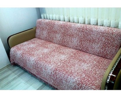 Mandaş Pamuklu Süngersiz Çizgili Beyaz Tekli Koltuk Örtüsü 170x220 cm
