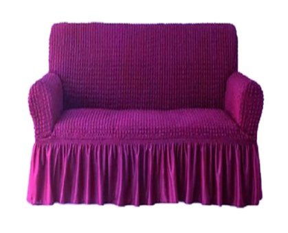 Eldost Ticaret Pamuklu - Polyester Bürümcük Jakarlı Süngersiz Armürlü Giydirmeli Mor İkili Koltuk Örtüsü 120x175 cm