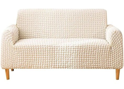 Elgeyar Polyester Bürümcük Jakarlı Süngersiz Armürlü Giydirmeli Bej Üçlü Koltuk Örtüsü 180x230 cm