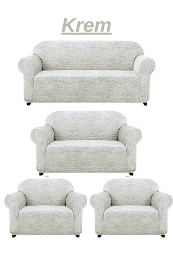 Kanway Jakarlı Kırçıllı Giydirmeli Gri 3-2-1-1 Koltuk Örtüsü 180x230 cm