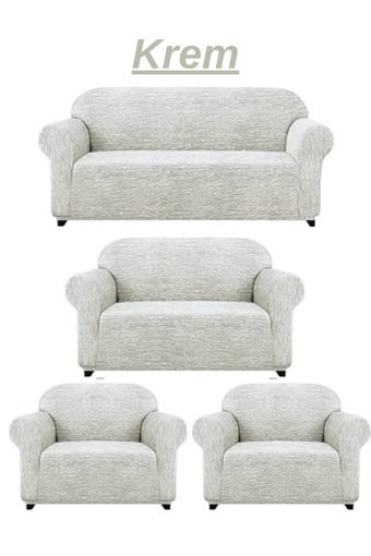 Kanway Jakarlı Kırçıllı Giydirmeli Gri 3-2-1-1 Koltuk Örtüsü 180x230 cm