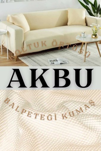 Akbu Polyester Likralı Süngersiz Petek Desenli Giydirmeli Lastikli Bej Tekli Koltuk Örtüsü 180x230 cm