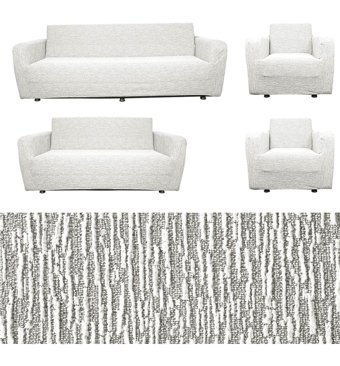 Faiend Pamuklu Likralı Jakarlı Süngersiz Kırçıllı Giydirmeli Gri 3-2-1-1 Koltuk Örtüsü 180x230 cm