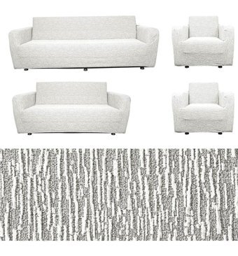 Faiend Pamuklu Likralı Jakarlı Süngersiz Kırçıllı Giydirmeli Gri 3-2-1-1 Koltuk Örtüsü 180x230 cm