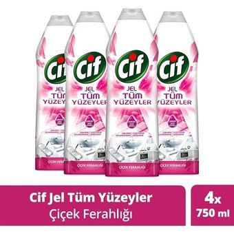 Cif Jel Çiçek Ferahlığı Yüzey Temizleyici 4x750 ml