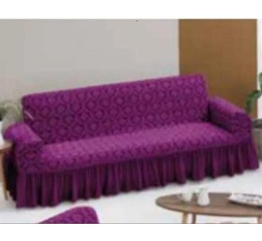 Uy Style Tekstil Likralı Drapeli Süngerli Düz Giydirmeli Mor Tekli Koltuk Örtüsü 180x230 cm