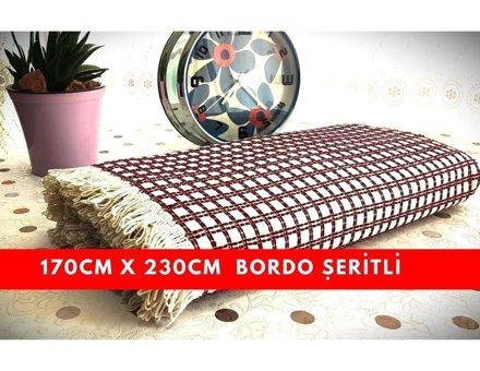 A.Z.H. Windores Pamuklu - Polyester Süngersiz Armürlü Bej - Bordo Tekli Koltuk Örtüsü 180x320 cm