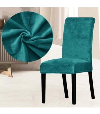 Abeltrade Kadife Likralı Süngersiz Düz Giydirmeli Lastikli Turkuaz Altılı Koltuk Örtüsü 50x38 cm