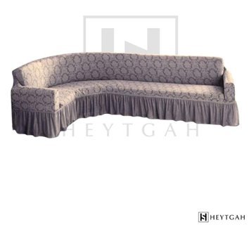 Heytgah Polyester Likralı Jakarlı Süngersiz Damask Desenli Giydirmeli Kahverengi L Koltuk Koltuk Örtüsü 300x350 cm