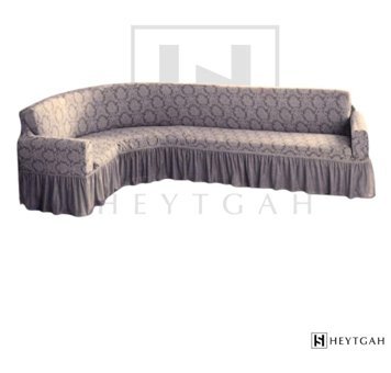 Heytgah Polyester Likralı Jakarlı Süngersiz Damask Desenli Giydirmeli Kahverengi L Koltuk Koltuk Örtüsü 300x350 cm