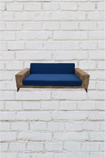 Şahane Ev Mikro Polyester Likralı Jakarlı Süngersiz Düz Giydirmeli Lastikli Mavi İkili Koltuk Örtüsü 78x55 cm