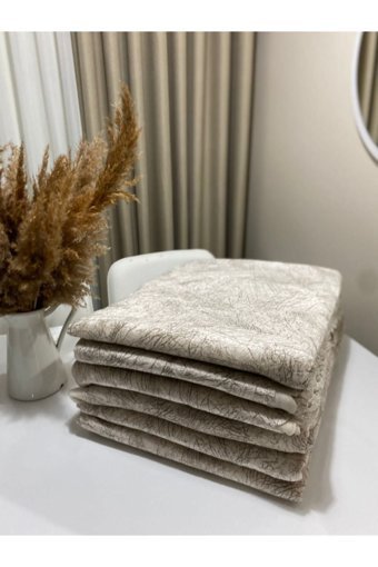 Nude Polyester Saçaklı Süngerli Çizgili Bej Tekli Koltuk Örtüsü 175x215 cm