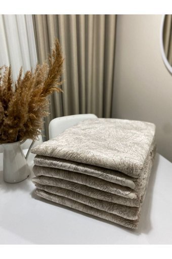 Nude Polyester Saçaklı Süngerli Çizgili Bej Tekli Koltuk Örtüsü 175x215 cm