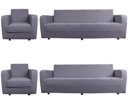 Any Polyester Süngersiz Düz Giydirmeli Lastikli Gri Dörtlü Koltuk Örtüsü 70x230 cm