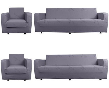 Any Polyester Süngersiz Düz Giydirmeli Lastikli Gri Dörtlü Koltuk Örtüsü 70x230 cm