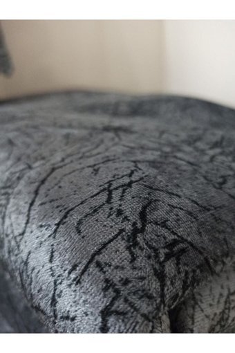 Selçuklu Tekstil Kadife Polar Pofuduk Süngerli Çizgili Gri Üçlü Koltuk Örtüsü 170x220 cm