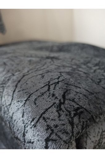 Selçuklu Tekstil Kadife Polar Pofuduk Süngerli Çizgili Gri Üçlü Koltuk Örtüsü 170x220 cm