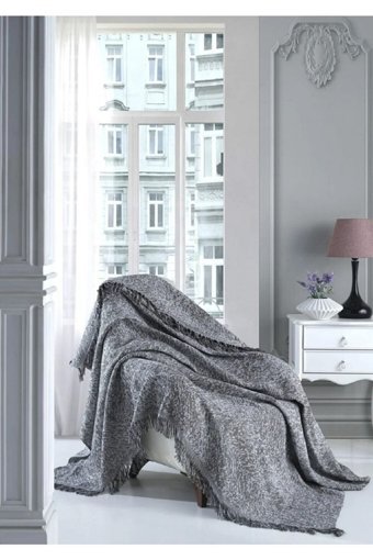 Nasır Home Pamuklu Saçaklı Süngersiz Düz Yeşil Tekli Koltuk Örtüsü 180x220 cm