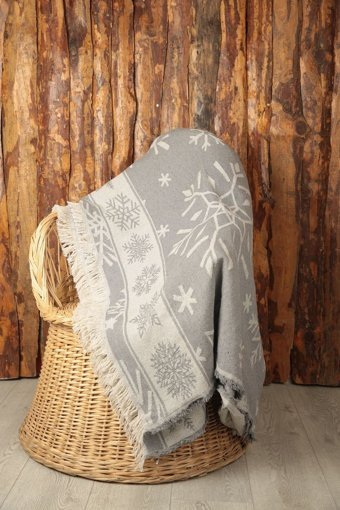 Star Home Collections Pamuklu Polar Saçaklı Süngersiz Geometrik Desenli Gri Tekli Koltuk Örtüsü 170x220 cm