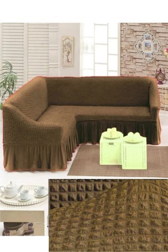 Furkanticaret Polyester Bürümcük Süngerli Kapitone Giydirmeli Kahverengi L Koltuk Koltuk Örtüsü 180x350 cm