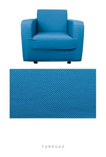Karahanlı Polyester Süngersiz Petek Desenli Giydirmeli Turkuaz Tekli Koltuk Örtüsü 80x115 cm