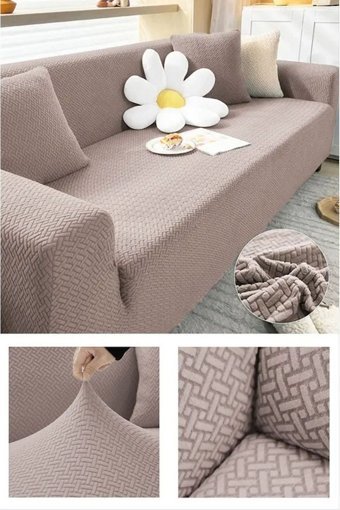 Btf Home Polyester Likralı Jakarlı Süngersiz Armürlü Giydirmeli Lastikli Kahverengi Tekli Koltuk Örtüsü 180x230 cm
