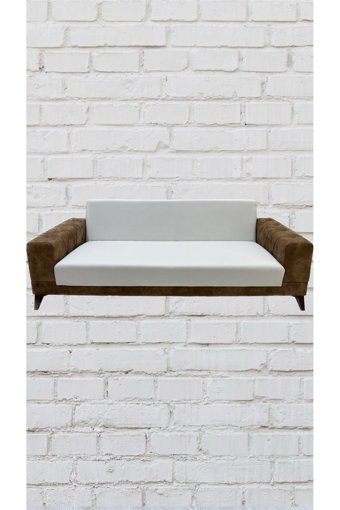Şahane Ev Mikro Polyester Likralı Jakarlı Süngersiz Düz Giydirmeli Lastikli Bej Üçlü Koltuk Örtüsü 78x55 cm