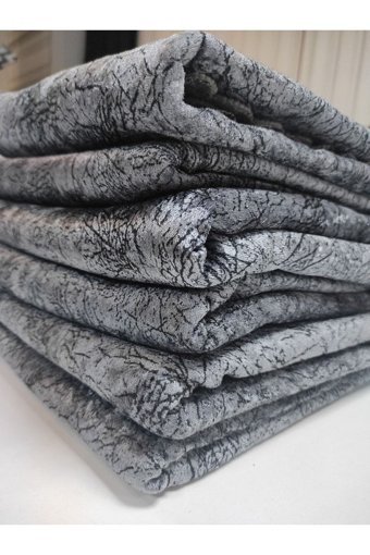 Selçuklu Tekstil Polyester Polar Pofuduk Süngerli Çizgili Antrasit Üçlü Koltuk Örtüsü 175x210 cm