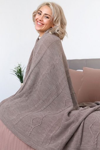 Dalisa Shiraz Akrilik Örgü Jakarlı Süngersiz Kahverengi Tekli Koltuk Örtüsü 130x170 cm