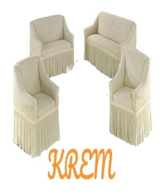 Furkanticaret Polyester Bürümcük Süngersiz Düz Giydirmeli Krem 3-2-1-1 Koltuk Örtüsü 230x180 cm