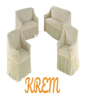 Furkanticaret Polyester Bürümcük Süngersiz Düz Giydirmeli Krem 3-2-1-1 Koltuk Örtüsü 230x180 cm