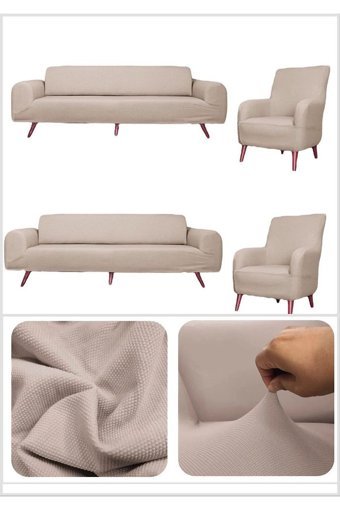 Btf Home Polyester Likralı Jakarlı Süngersiz Armürlü Giydirmeli Lastikli Kahverengi Sekizli Koltuk Örtüsü 180x230 cm