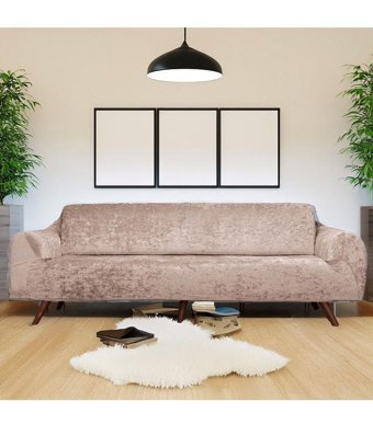 Bibaha Kadife Süngersiz Giydirmeli Lastikli Kahverengi Tekli Koltuk Örtüsü 180x230 cm