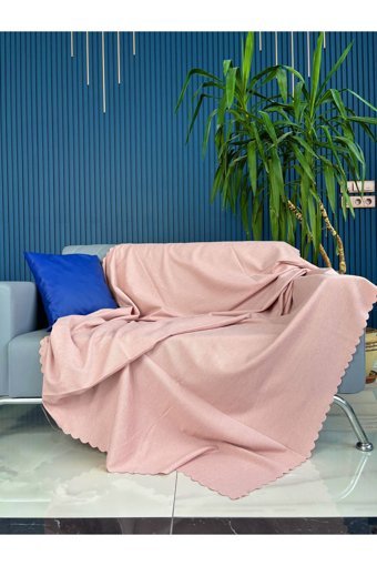 Bella Home Şönil Süngersiz Düz Pembe Tekli Koltuk Örtüsü 170x220 cm