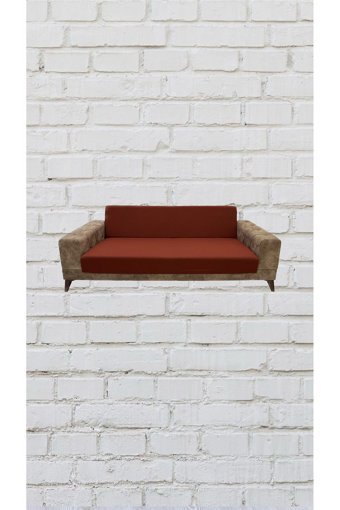 Şahane Ev Mikro Polyester Likralı Jakarlı Süngersiz Düz Giydirmeli Lastikli Turuncu İkili Koltuk Örtüsü 78x55 cm