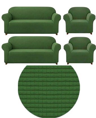 Heytgah Polyester Likralı Süngersiz Düz Giydirmeli Yeşil 3-3-1-1 Koltuk Örtüsü 180x300 cm
