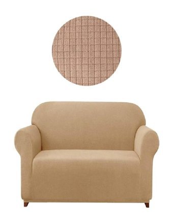 Eldost Ticaret Polyester Likralı Jakarlı Süngersiz Armürlü Giydirmeli Bej İkili Koltuk Örtüsü 115x175 cm