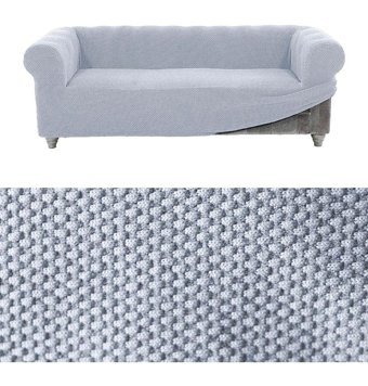 Faiend Chester Polyester Bürümcük Jakarlı Süngersiz Petek Desenli Giydirmeli Lastikli Gri Üçlü Koltuk Örtüsü 230x180 cm
