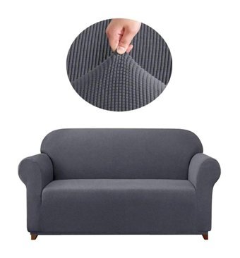 Güzelevim Polyester Likralı Süngersiz Düz Giydirmeli Gri İkili Koltuk Örtüsü 120x180 cm