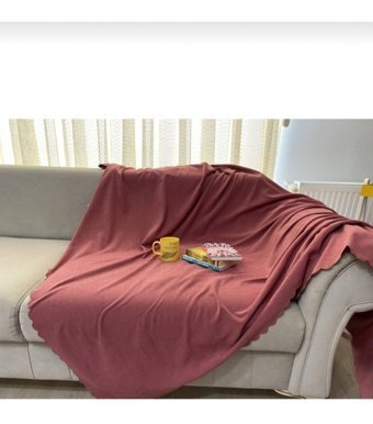Poyraz Garanti Pamuklu Nubuk Jakarlı Süngersiz Çizgili Gül Kurusu Üçlü Koltuk Örtüsü 180x220 cm