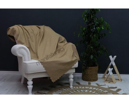 Hazel Polyester Düz Kahverengi Tekli Koltuk Örtüsü 175x215 cm