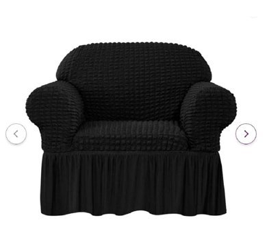 Eldost Ticaret Pamuklu - Polyester Bürümcük Jakarlı Süngersiz Armürlü Giydirmeli Siyah Tekli Koltuk Örtüsü 70x115 cm
