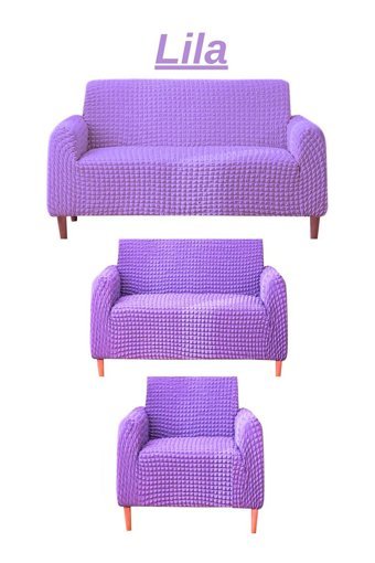 Ensari Karaoğlu Pamuklu - Polyester Bürümcük Jakarlı Süngersiz Armürlü Giydirmeli Mor Altılı Koltuk Örtüsü 180x230 cm