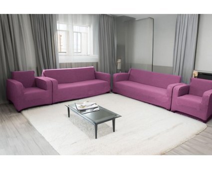 Etles Home Pamuklu Likralı Jakarlı Süngersiz Armürlü Giydirmeli Pembe Sekizli Koltuk Örtüsü 180x230 cm