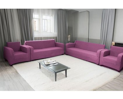 Etles Home Pamuklu Likralı Jakarlı Süngersiz Armürlü Giydirmeli Pembe Sekizli Koltuk Örtüsü 180x230 cm