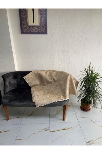 Nur Home Tekstil Polyester Süngerli Çizgili Kahverengi Tekli Koltuk Örtüsü 170x210 cm