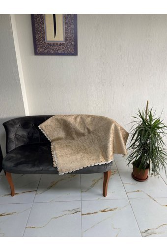 Nur Home Tekstil Polyester Süngerli Çizgili Kahverengi Tekli Koltuk Örtüsü 170x210 cm