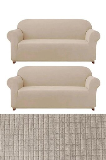 E Bahar Polyester Likralı Jakarlı Süngersiz Armürlü Giydirmeli Kahverengi Altılı Koltuk Örtüsü 180x230 cm