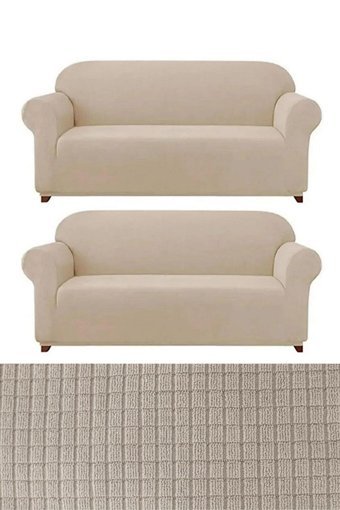 E Bahar Polyester Likralı Jakarlı Süngersiz Armürlü Giydirmeli Kahverengi Altılı Koltuk Örtüsü 180x230 cm